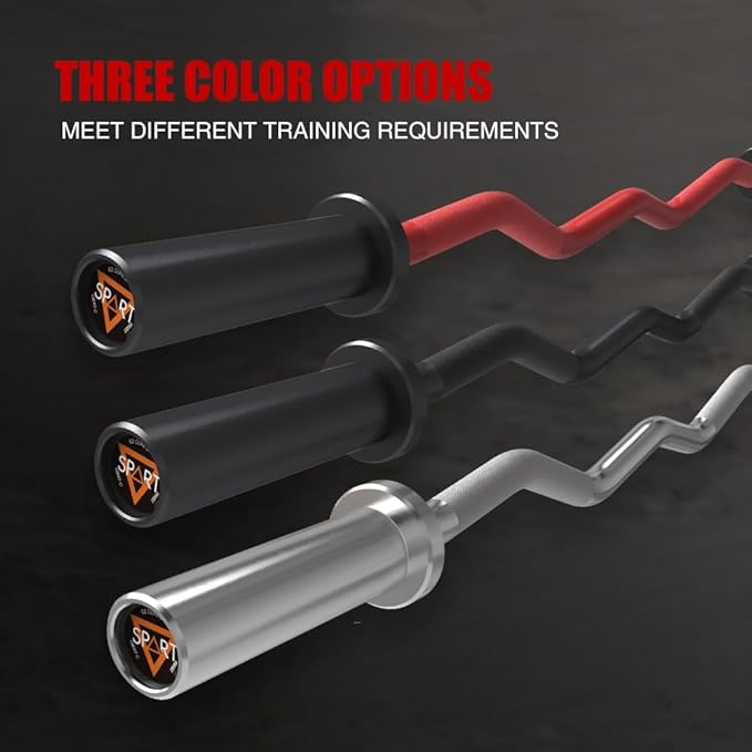Olympic EZ Curl Bar, 47INCH/4FT Strength Training Curling Bar with Knurled Grip, Chrome Finish, Copper Sleeve Barbell for 2-inch Weight Plates, 500 LBS Capacity
