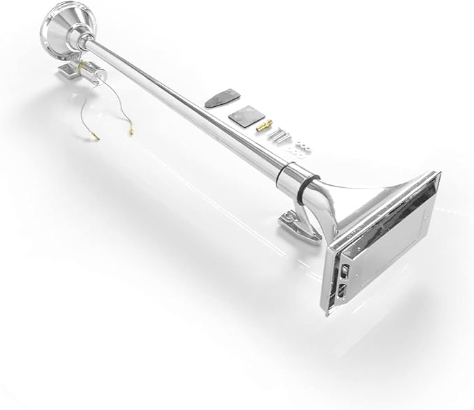 150DB Universal Truck Air Horn Kit,12V/24V 28.35 inch Loud Trumpet Horn for Car, Train, Boat - Heavy Duty