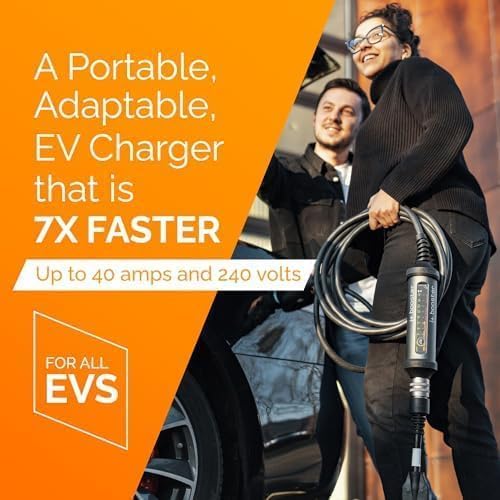 J+ Portable Level 2 EV Charger 40 amp (J1772, 9.6KW), 240V Electric Vehicle Charging Stations, EV Charger Level 2 NEMA 14-50 & 5-15 ETL Certified, EVSE, IP67, 25ft Cable, Indoor/Outdoor EV Car charger