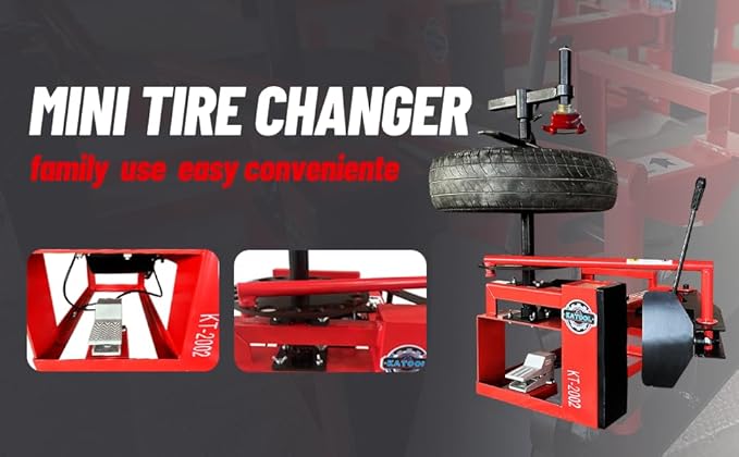 KATOOL 39" Max Wheel Diameter Mini Tire Changer Machine Tire Machine for Road Rescue, Shop Repair, and Home Garage, Red, KT-2002P