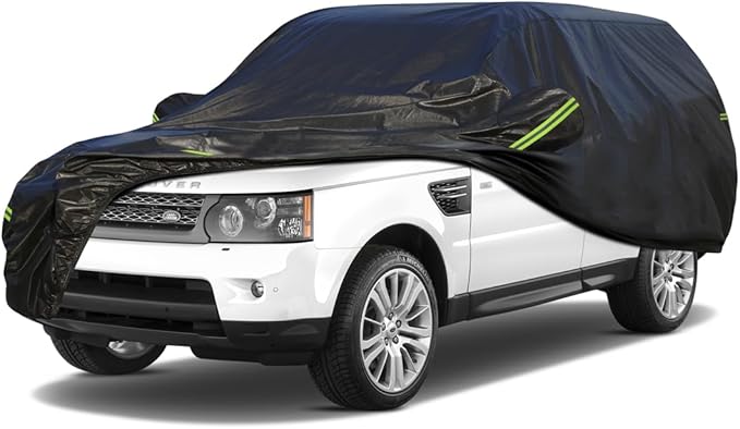 KouKou Waterproof SUV Car Cover Suitable for Land Rover Range Rover Sport from 2005 to 2025, 7 Layers Windproof All Weather Waterproof Outdoor Cover Sun Rain UV Dust Snow Protection. Black