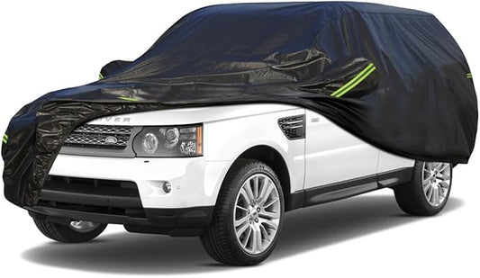 KouKou Waterproof SUV Car Cover Suitable for Land Rover Range Rover Sport from 2005 to 2025, 7 Layers Windproof All Weather Waterproof Outdoor Cover Sun Rain UV Dust Snow Protection. Black