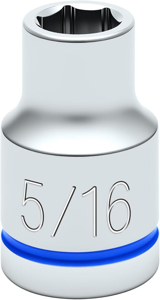 6-Point Shallow Impact Socket, 3/8-Inch Drive 5/16" Socket, CR-V Drive Socket for Auto Repairing and Household