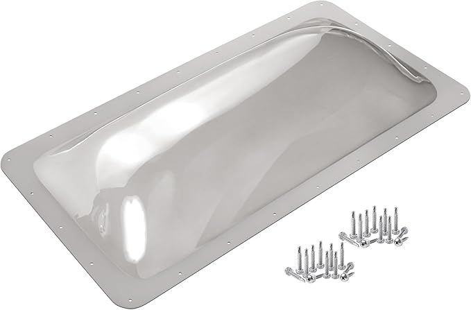 XMK 18" x 34" RV Skylight Replacement Cover,Camper RV Shower Skylight Outer Dome Fit 14" x 30" Openings Roof for Campers Trailer Fifth Wheel Food Truck Motorhome, Impact Resistant (Smoke Gray)