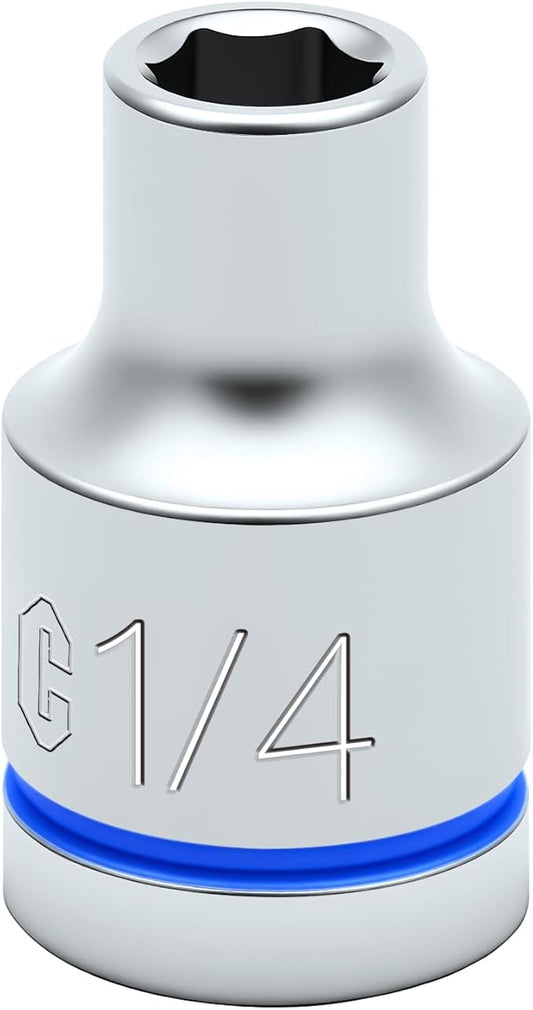 6-Point Shallow Impact Socket, 3/8-Inch Drive 1/4" Socket, CR-V Drive Socket for Auto Repairing and Household