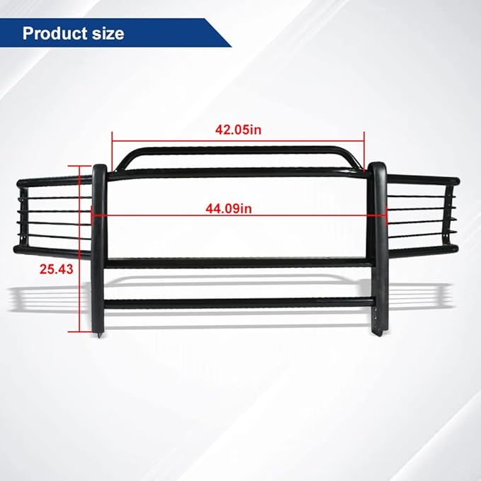 Brush Guard Grille Guard fit for Ford F250/F350/F450/F550 Super Duty 1999-2007 & Excursion SUV 2000-2006 Steel Pickup Trucks Brush Guard Front Bumper Protector Black