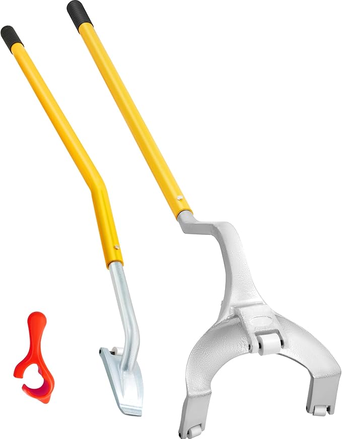 VEVOR Steel Tire Mount Demount Tool 22.5" to 24.5" Semi Tire Changing Tool with Extra Bead Holder, Tubeless Truck Bead Breaker Manual Tire Changing Tools for Car Repairing (Yellow)
