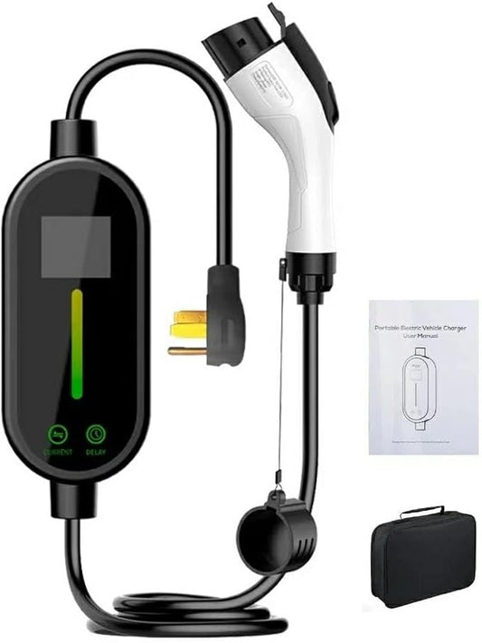 Electric Vehicle Charger Portable， Portable Type 1 EV Charger – 16A 3.84kW Fast Charging, 5m Cable IP65 Waterproof Compatible with Type 1 Electric Vehicles, US Plug for Home, Travel