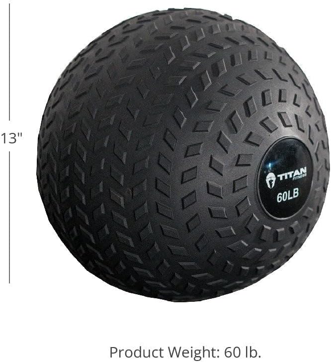 Titan Fitness Rubber Tread Slam Ball, Dead Bounce, Weight Workout - Throw, Catch, Slam, Twist