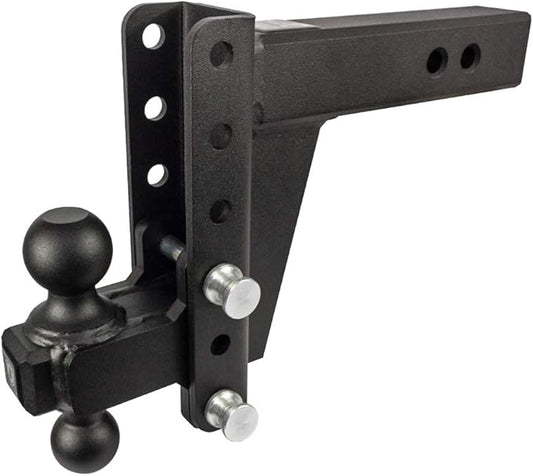 BulletProof Hitches - 2.5" Adjustable Heavy Duty Trailer Hitch (22,000 lb. Rating) - 6" Drop/Rise Trailer Hitch with 2" & 2-5/16" Dual Ball - Powder Coat, Solid Steel, Corrosion-Resistant