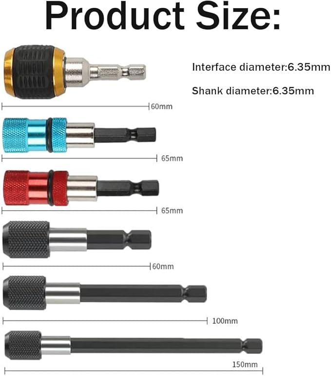 Hex Shaft Quick-Change Adapter for Power Drill – 6 PCS Heavy-Duty Socket Converter