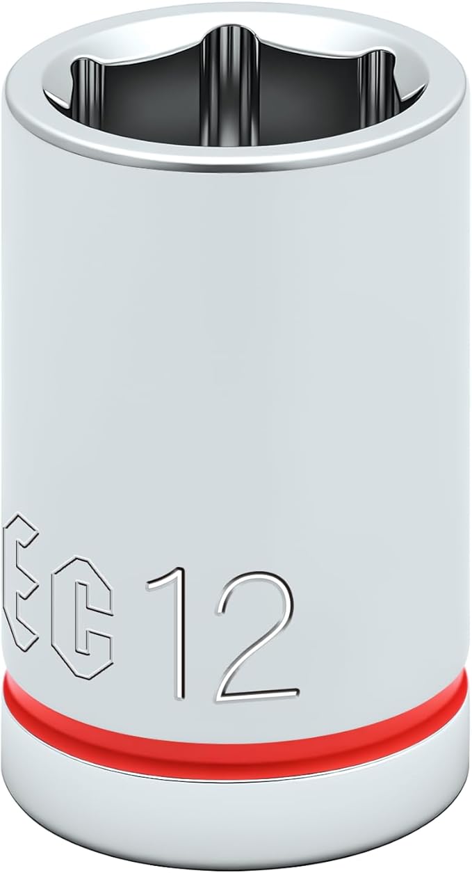 6-Point Shallow Impact Socket, 3/8-Inch Drive 12mm inch Socket, CR-V Drive Socket for Auto Repairing and Household