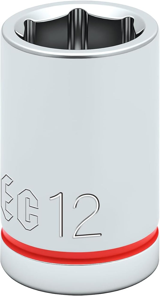 6-Point Shallow Impact Socket, 3/8-Inch Drive 12mm inch Socket, CR-V Drive Socket for Auto Repairing and Household