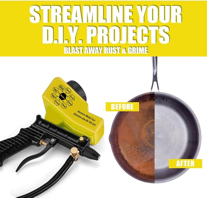 NANPU Light-Duty Air Sandblaster Gun Kit with Siphon & Gravity Feed, Ceramic Nozzle, Metal Body, for Small Project Surface Prep, Paint & Rust Removal, Metal/Wood/Glass Etching, Requires Air Compressor