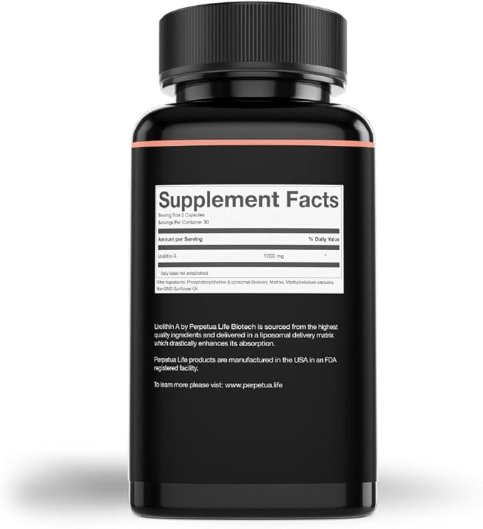 Urolithin-A Liposomal, 1000mg, 60 Vegan Capsules, Gluten Free, Mitochondrial Support Supplement