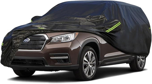 KouKou Waterproof SUV Car Cover Suitable for Subaru Ascent from 2018 to 2025, 7 Layers Windproof All Weather Waterproof Outdoor Cover Sun Rain UV Dust Snow Protection. Black