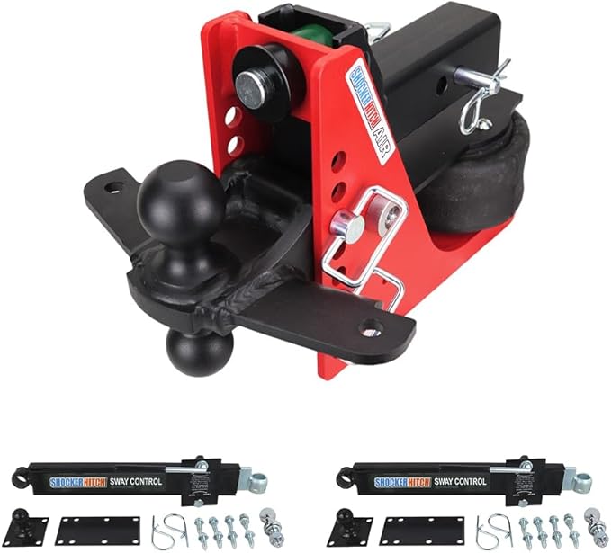Shocker Air Hitch Sway Control Towing Kit - Fits 2-1/2" Hitch - Black Combo 2" & 2-5/16" Balls - 2 Sway Bar Kits - 14,000 lbs