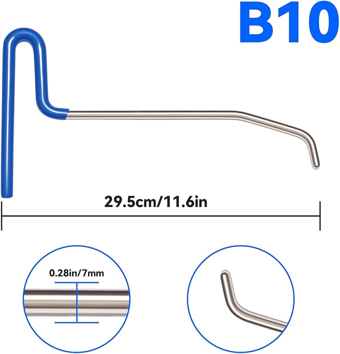 LadyRosian Dent Removal Rods Kit, 3 Pcs Short B Style Rods Auto Body Dent Repair Tools for Door Dings and Hail Damage, Paintless Dent Removal Tool