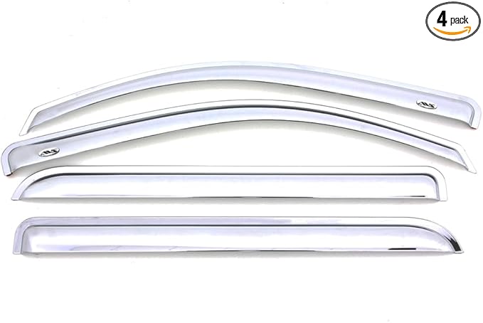 Auto Ventshade [AVS] Outside Mount Rain Guards For 2009 - 2024 Dodge Ram 1500 (19-24 Classic Body Only); 2010-2025 Ram 2500 & 3500 MEGA/CREW CAB ONLY | Window Vent Visors, 4 pcs. - Chrome | 684109
