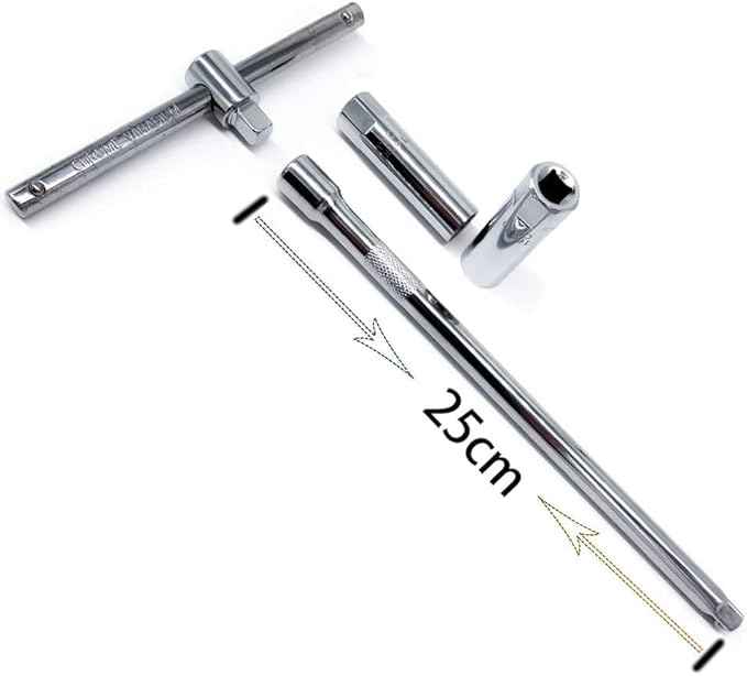 QISF 14MM & 16MM Swivel Extension Spark Plug Socket Thin Wall Magnetic 12-Point Removal Tool + 3/8-Inch Drive Sliding T bar Torque Spanner Extension Kit 10inch/25cm to Most Confined Areas