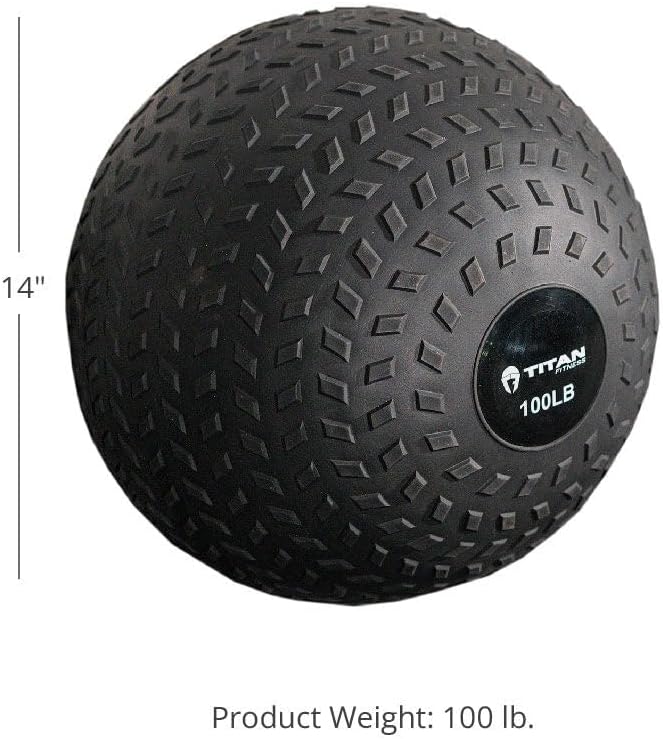 Titan Fitness Rubber Tread Slam Ball, Dead Bounce, Weight Workout - Throw, Catch, Slam, Twist