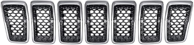 AstraDepot Front Grille Grill Honeycomb Insert Mesh Cover Trim Compatible for Jeep Cherokee 2019-2023 Chrome + Matte Black
