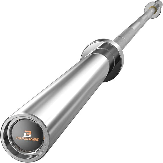 PAPABABE Olympic Barbell, 2-inch 45lb/35lb Weight Bar for Strength Training. 6.5ft/7ft Olympic Bar, 1000lb Plus Capacity, Chrome/Zinc Plating, knurled Grip for Bench Press Deadlift Squat