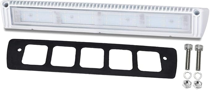 Raycharm 18" RV & Boat Exterior LED Awning Lighting Fixture, 40° Down Angle Flood Beam, 6000K Cool-White, 12V/24V DC, High Lumen Output Low Current Draw, Waterproof White Finish, 1-Pack