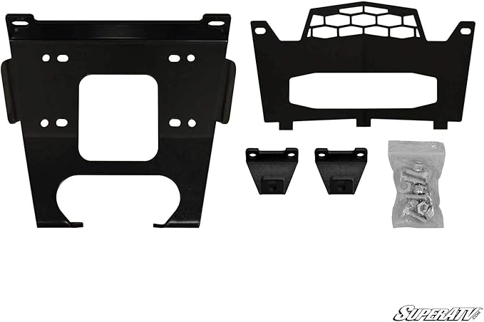 SuperATV Black Ops 4500 lb Winch with Winch Mounting Plate for Polaris RZR 900/900 S / 4 900 (For Machines Manufactured After 9/1/2014) | Complete RZR Winch Kit Ready for Install