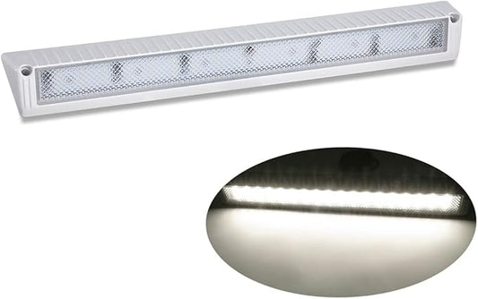 Raycharm 22.4" RV & Boat Exterior LED Porch Light Fixture, 40° Down Angle Flood Beam, 4000K Natural-White, 12V/24V DC, High Lumen Output Low Current Draw, Waterproof White Finish, 1-Pack