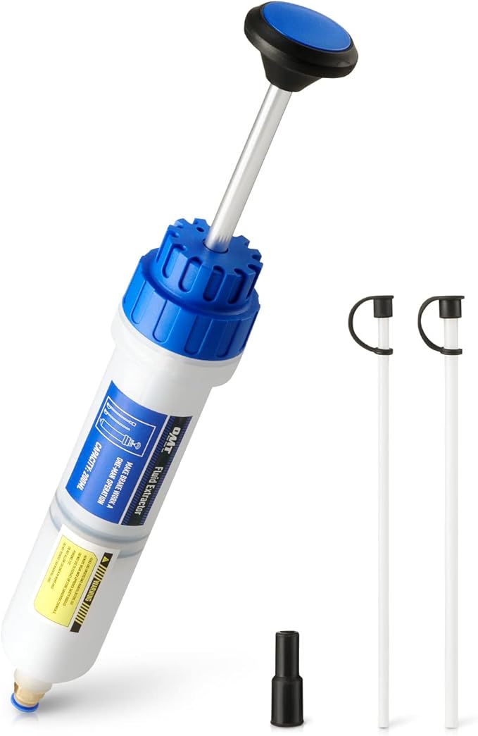 Orion Motor Tech Oil Extractor Pump, 200mL Manual Fluid Extractor for Power Steering Transmission Gear Oil & Brake Fluid Transfers, Auto Syringe Pump for ATV Boat Automotive with Flexible Hoses, Blue