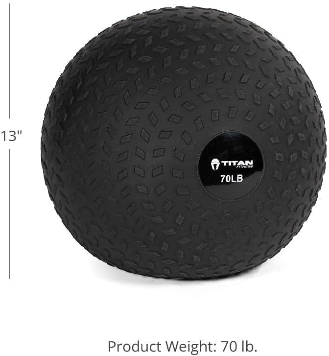Titan Fitness Rubber Tread Slam Ball, Dead Bounce, Weight Workout - Throw, Catch, Slam, Twist
