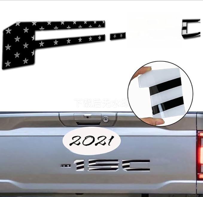 Tailgate Inserts Letters Compatible for 2021-2025 F15, 3D Raised & Strong Adhesive Decals Letters (Black American Flag)