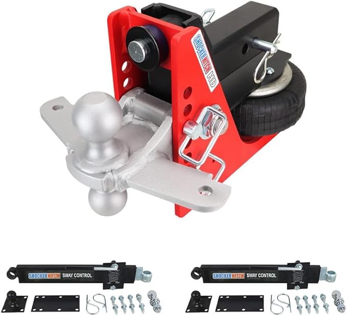 Shocker HD Combo Air Hitch & Sway Control Towing Kit, Fits 2-1/2" Hitch Silver Combo 2" & 2-5/16" Balls