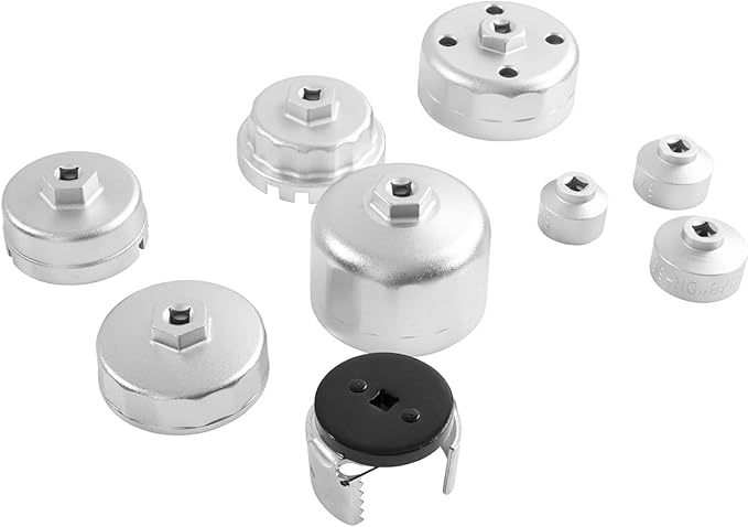 OEMTOOLS 27199 9-Pc Oil Filter Cap Wrench Set, Oil Filter Wrench Set Includes Adjustable and Universal Wrenches, Oil Filter Removal Tool Set Compatible with 3/8" Drive Tools