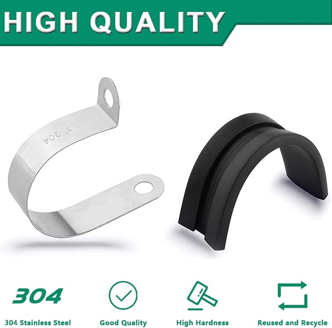 110PCS Cable Clamps Assortment Kit,10 Sizes—1/4" 5/16" 3/8" 1/2" 5/8" 3/4" 1" 1-1/4" 1-1/2" 1-3/4" Stainless Steel Rubber Coated Cushioned Insulated Cable Clamp,Automotive Wire Pipe Clamps