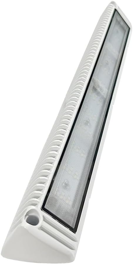 RV LED Exterior Lights, 18 Inch Boat Marine Trailer Utility Porch Awning Lighting Fixture, 12V/24V DC 6000K Cool-White Flood Beam, White Finish, 1 Pack