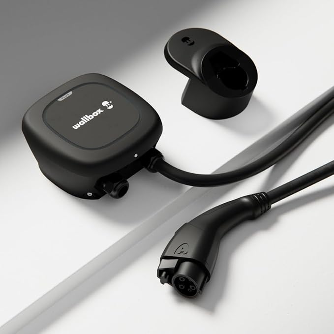 Wallbox Pulsar Plus Level 2 Electric Vehicle Smart Charger - Ultra-Compact, WiFi, Bluetooth, Alexa/Google Home, Energy Star and UL Certified, 25ft Cable, Indoor/Outdoor EVSE, Assembled in USA (48 Amp)