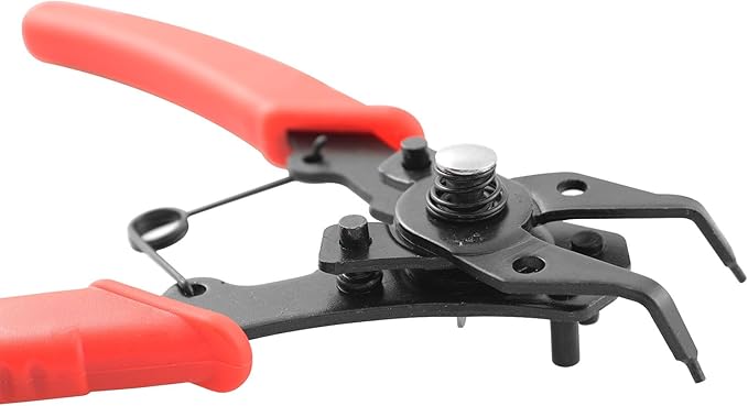 Snap Ring Pliers TAODAN 1Set 4 In 1 C Clips Removal Retaining Set for Automotive and Engine Repair, Interchangeable Jaw Head 45 90 and 180 Degree Angled Jaws, AC Compressor Clutch Holding Tool