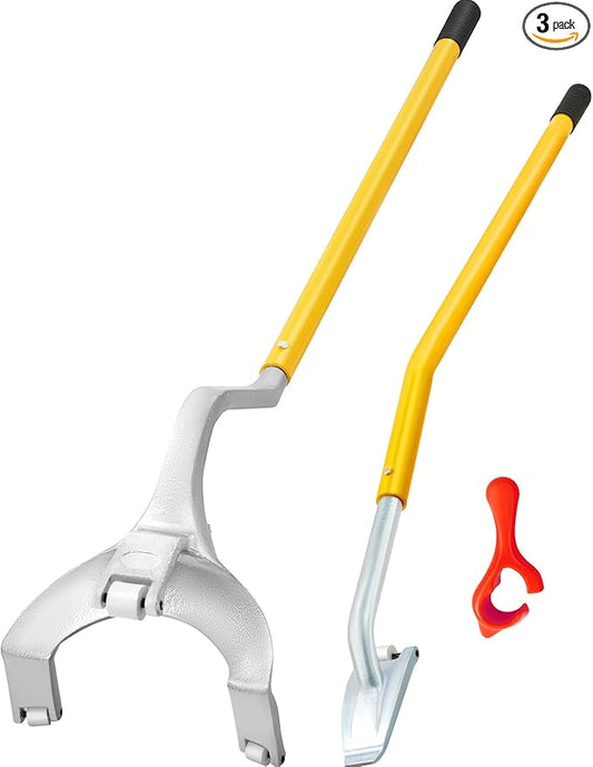 VEVOR Steel Tire Mount Demount Tool 22.5" to 24.5" Semi Tire Changing Tool with Extra Bead Holder, Tubeless Truck Bead Breaker Manual Tire Changing Tools for Car Repairing (Yellow)