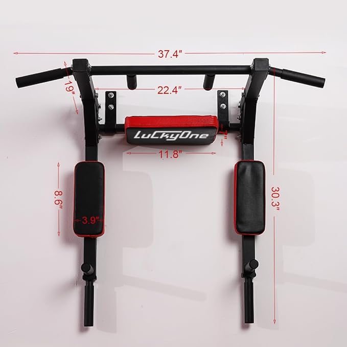 Multifunctional Wall Mounted Pull Up Bar, Heavy Duty Steel Chin Up Bar,Dip Station for Indoor Workout