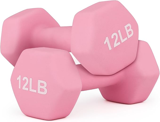 MADOG Dumbbell Set, Anti-Slip Neoprene Coated Hexagon Hand Weights for Home Gym Equipment Workouts Strength Training