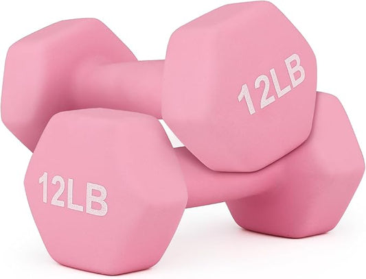 MADOG Dumbbell Set, Anti-Slip Neoprene Coated Hexagon Hand Weights for Home Gym Equipment Workouts Strength Training