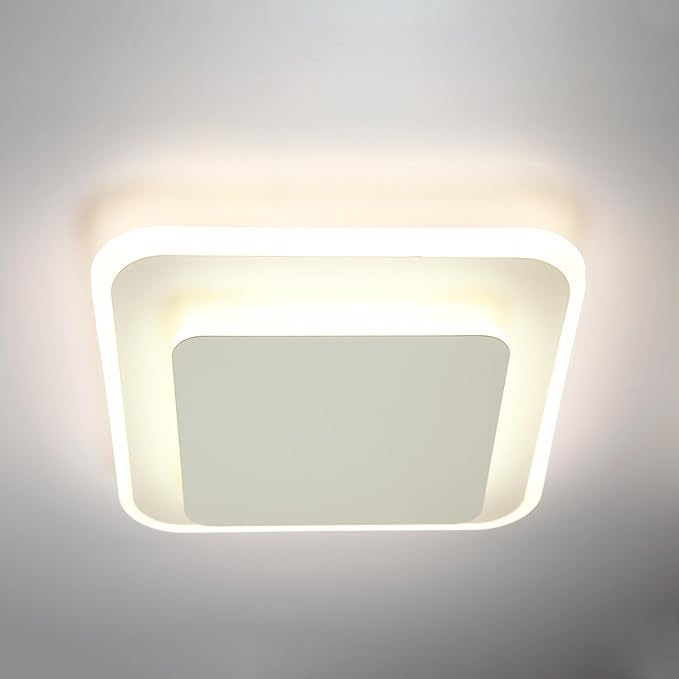 Facon Square LED RV Ceiling Light with Switch - 14W, 1000LM, 4000K Cool White, 12Volts RV Interior Light for RV, Camper, Trailer, Motorhomes, Sleek Acrylic Design