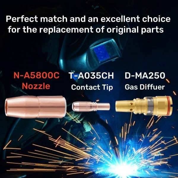 MIG Welding Nozzle N-A5800C for Miller AccuLock S Large 5/8" Orifice Flush Tip Use With D-MA250 Diffuser (2-PK)