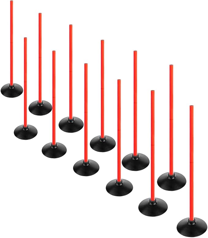 Orange Soccer Agility Poles Set Detachable Sports Trainning Speed Pole Slalom Poles with Rubber Base Sport Traning Equipment