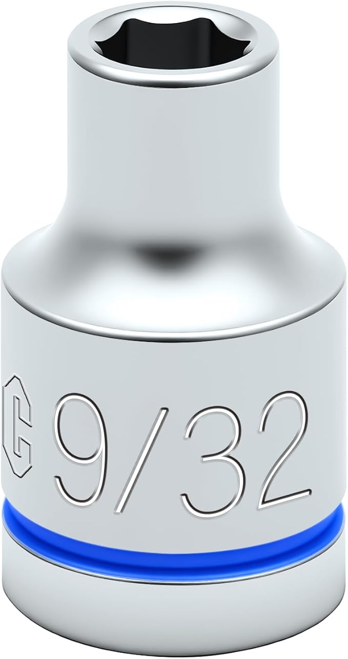 6-Point Shallow Impact Socket, 3/8-Inch Drive 9/32" Socket, CR-V Drive Socket for Auto Repairing and Household