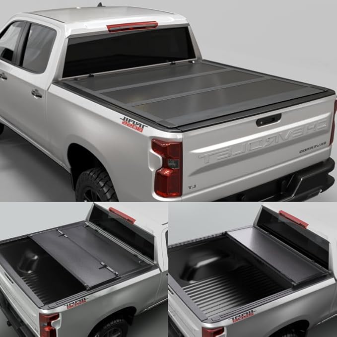 Low Profile Hard Folding Truck Bed Tonneau Cover Fits 2020-2026 Silverado/Sierra 2500 3500 HD New Body Style 6.9FT Bed (82.2")
