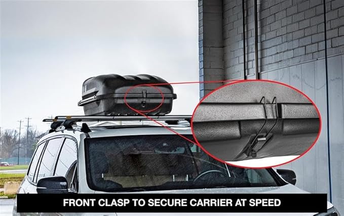 JEGS Rooftop Cargo Carrier for Car Storage - Small Roof Rack Cargo Carrier - Heavy Duty Weatherproof Storage - Made in USA - 10 Cubic Ft - 110 Lb Capacity - Zero Tool Easy Assembly - Aero Design