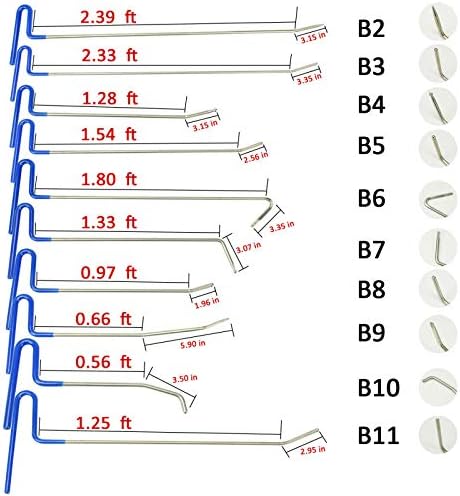 WHDZ Paintless Dent Repair Rods Tool 21Pcs Auto Body Paintless Dent Repair Tools Kit for Door Dings Hail Repair and Dent Removal